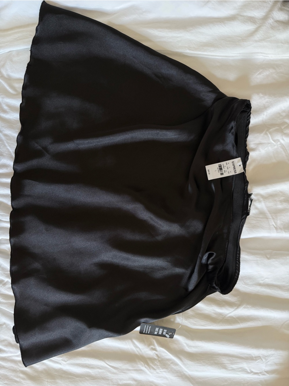 Express Black Satin Skater Skirt